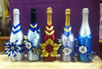 Оформление бутылки шампанского на Новый год: мастер-класс